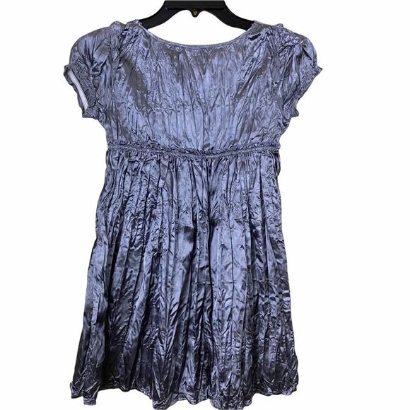 Girls Guess Gray Satin Dress with Pink Satin Belt - Picture 3 of 4